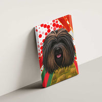 Hungary Canvas Wall Art with Puli Dog Illustration Design and Red Green Hexagon - Wonder Print Shop