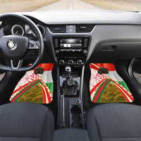 Hungary Car Mats with Puli Dog Illustration Design and Red Green Hexagon - Wonder Print Shop