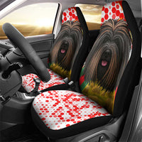 Hungary Car Seat Cover with Puli Dog Illustration Design and Red Green Hexagon - Wonder Print Shop