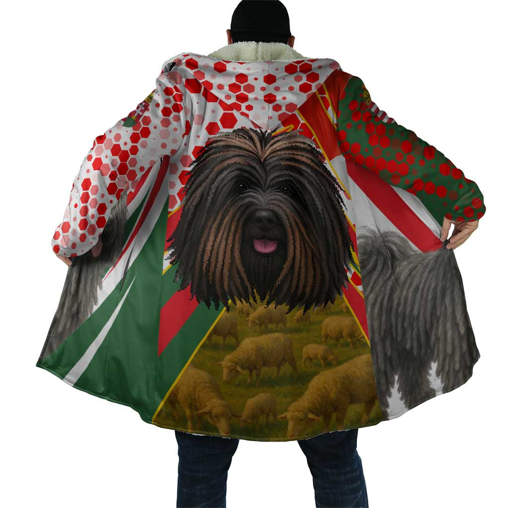 Hungary Cloak with Puli Dog Illustration Design and Red Green Hexagon - Wonder Print Shop