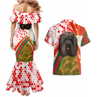 Hungary Couples Matching Mermaid Dress and Hawaiian Shirt with Puli Dog Illustration Design and Red Green Hexagon - Wonder Print Shop