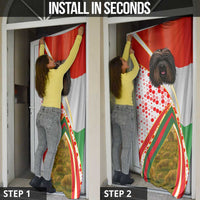 Hungary Door Cover with Puli Dog Illustration Design and Red Green Hexagon - Wonder Print Shop