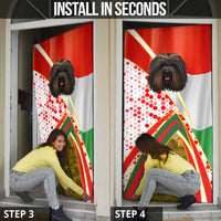 Hungary Door Cover with Puli Dog Illustration Design and Red Green Hexagon - Wonder Print Shop