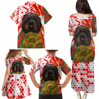 Hungary Family Matching Puletasi and Hawaiian Shirt with Puli Dog Illustration Design and Red Green Hexagon - Wonder Print Shop