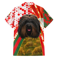 Hungary Family Matching Puletasi and Hawaiian Shirt with Puli Dog Illustration Design and Red Green Hexagon - Wonder Print Shop