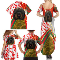 Hungary Family Matching Summer Maxi Dress and Hawaiian Shirt with Puli Dog Illustration Design and Red Green Hexagon - Wonder Print Shop