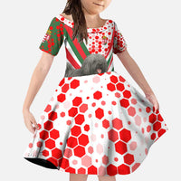 Hungary Family Matching Tank Maxi Dress and Hawaiian Shirt with Puli Dog Illustration Design and Red Green Hexagon - Wonder Print Shop