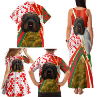 Hungary Family Matching Tank Maxi Dress and Hawaiian Shirt with Puli Dog Illustration Design and Red Green Hexagon - Wonder Print Shop