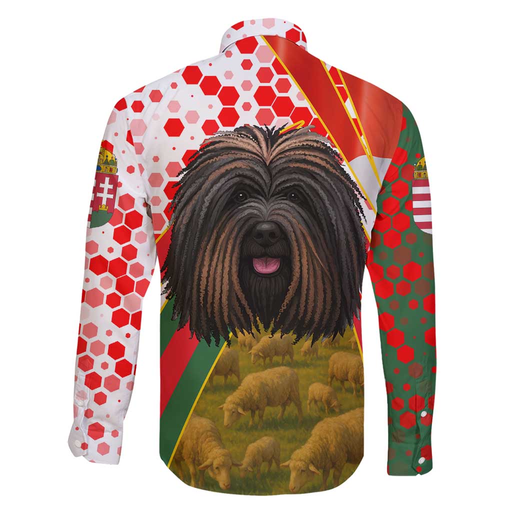 Hungary Family Matching Tank Maxi Dress and Hawaiian Shirt with Puli Dog Illustration Design and Red Green Hexagon - Wonder Print Shop