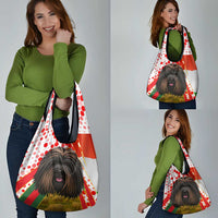 Hungary Grocery Bag with Puli Dog Illustration Design and Red Green Hexagon - Wonder Print Shop