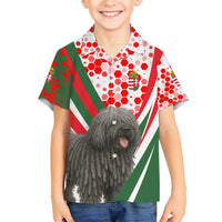 Hungary Hawaiian Shirt with Puli Dog Illustration Design and Red Green Hexagon - Wonder Print Shop