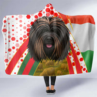 Hungary Hooded Blanket with Puli Dog Illustration Design and Red Green Hexagon - Wonder Print Shop