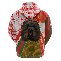 Hungary Hoodie with Puli Dog Illustration Design and Red Green Hexagon - Wonder Print Shop