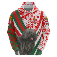 Hungary Hoodie with Puli Dog Illustration Design and Red Green Hexagon - Wonder Print Shop