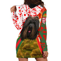 Hungary Hoodie Dress with Puli Dog Illustration Design and Red Green Hexagon - Wonder Print Shop