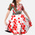 Hungary Kid Short Sleeve Dress with Puli Dog Illustration Design and Red Green Hexagon - Wonder Print Shop
