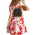 Hungary Kid Short Sleeve Dress with Puli Dog Illustration Design and Red Green Hexagon - Wonder Print Shop