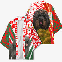 Hungary Kimono with Puli Dog Illustration Design and Red Green Hexagon - Wonder Print Shop