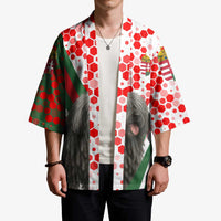 Hungary Kimono with Puli Dog Illustration Design and Red Green Hexagon - Wonder Print Shop