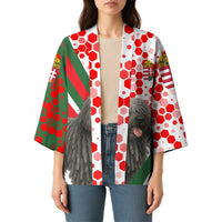 Hungary Kimono with Puli Dog Illustration Design and Red Green Hexagon - Wonder Print Shop