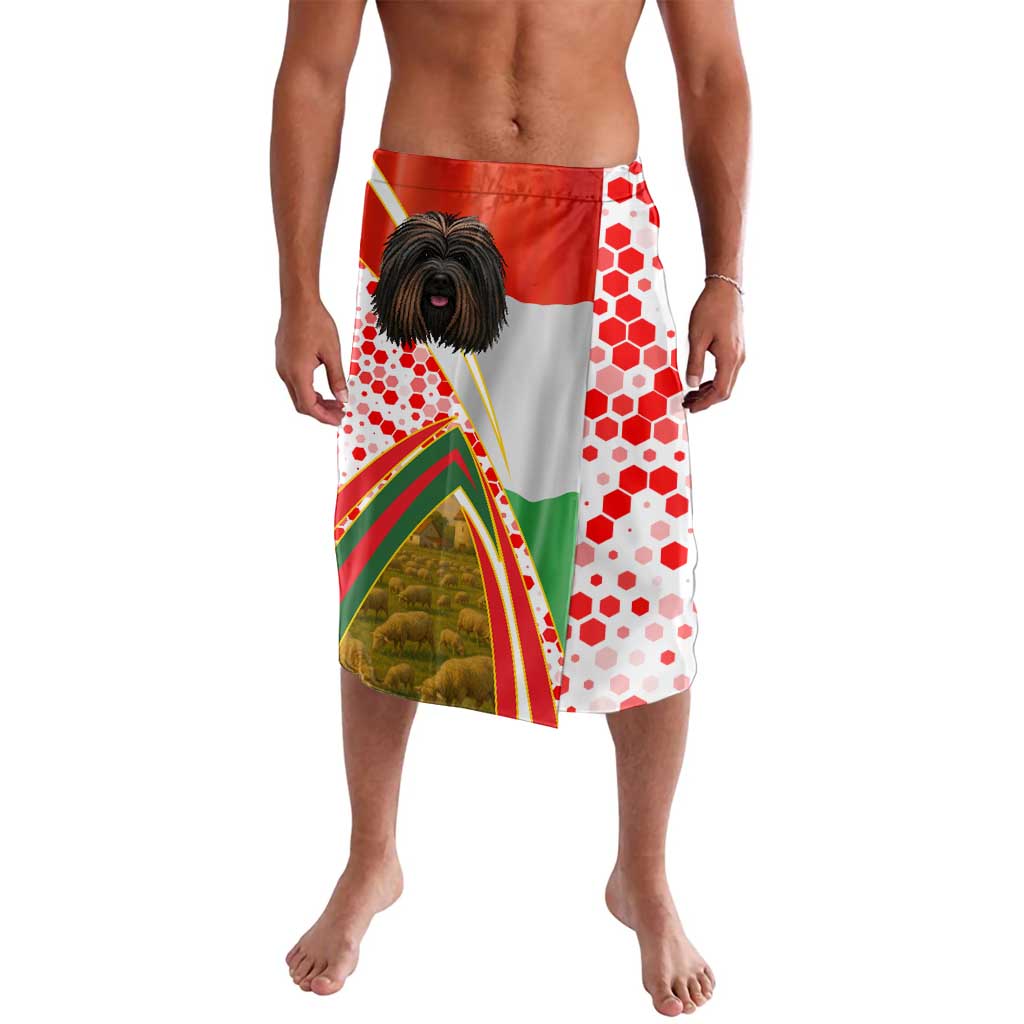 Hungary Lavalava with Puli Dog Illustration Design and Red Green Hexagon - Wonder Print Shop