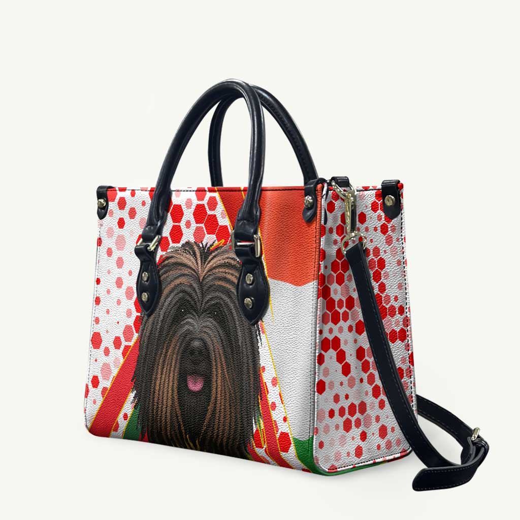 Hungary Leather Bag with Puli Dog Illustration Design and Red Green Hexagon - Wonder Print Shop