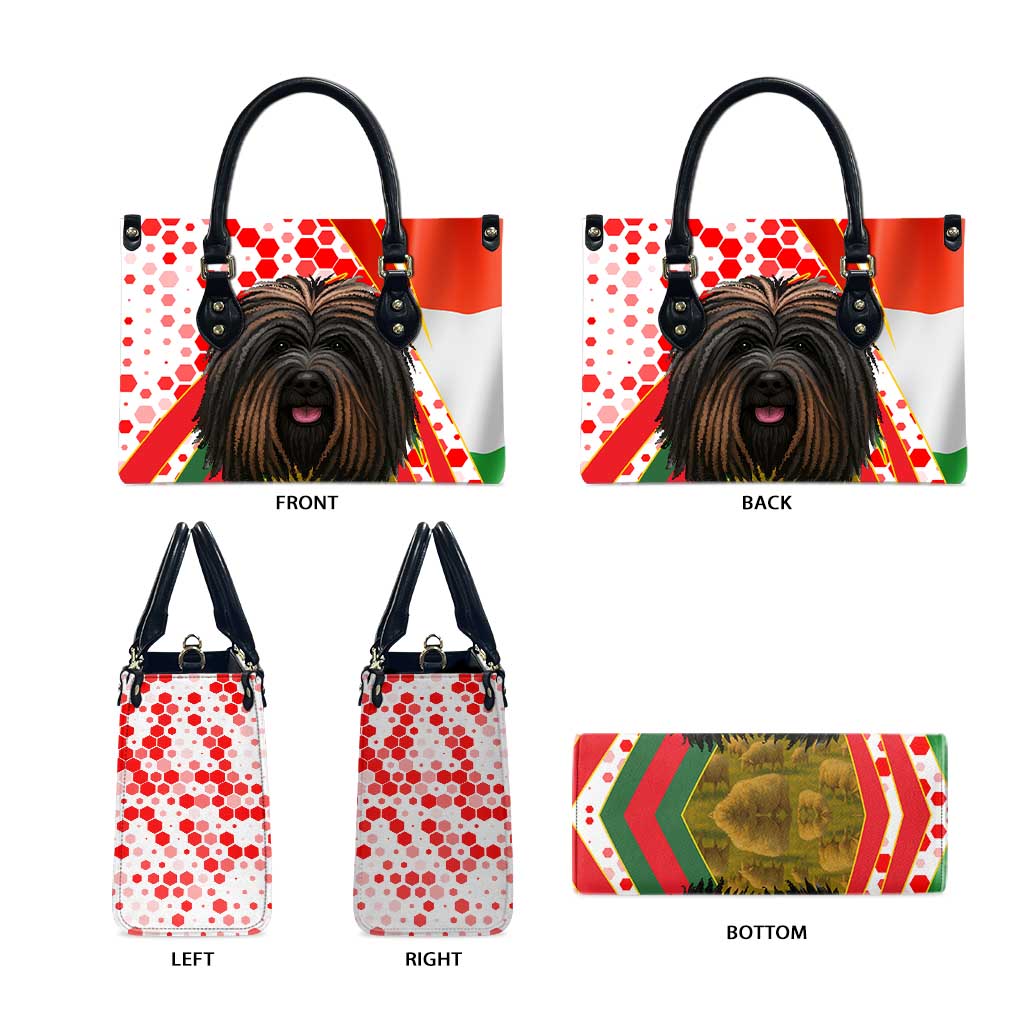 Hungary Leather Bag with Puli Dog Illustration Design and Red Green Hexagon - Wonder Print Shop