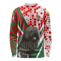 Hungary Long Sleeve Shirt with Puli Dog Illustration Design and Red Green Hexagon - Wonder Print Shop