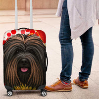 Hungary Luggage Cover with Puli Dog Illustration Design and Red Green Hexagon - Wonder Print Shop