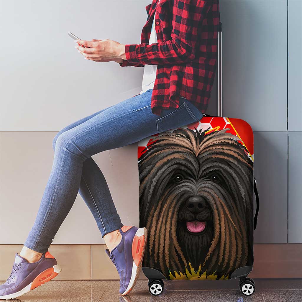 Hungary Luggage Cover with Puli Dog Illustration Design and Red Green Hexagon - Wonder Print Shop