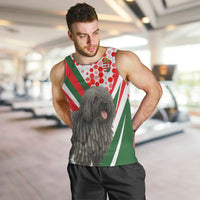 Hungary Men Tank Top with Puli Dog Illustration Design and Red Green Hexagon - Wonder Print Shop