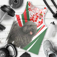 Hungary Men Tank Top with Puli Dog Illustration Design and Red Green Hexagon - Wonder Print Shop