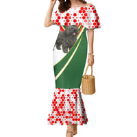 Hungary Mermaid Dress with Puli Dog Illustration Design and Red Green Hexagon - Wonder Print Shop