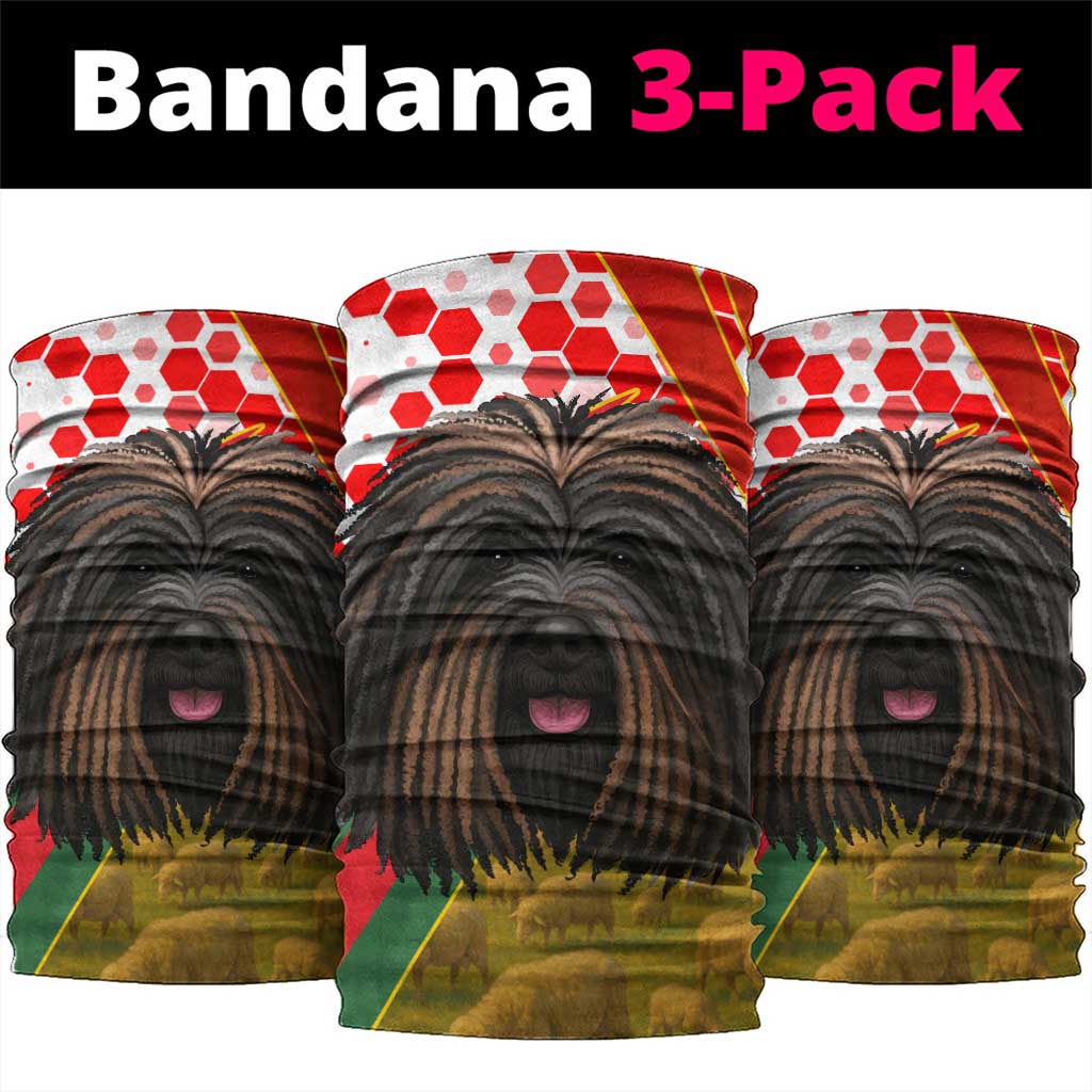 Hungary Neck Gaiter with Puli Dog Illustration Design and Red Green Hexagon - Wonder Print Shop