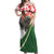 Hungary Off Shoulder Maxi Dress with Puli Dog Illustration Design and Red Green Hexagon - Wonder Print Shop