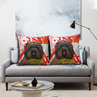 Hungary Pillow Cover with Puli Dog Illustration Design and Red Green Hexagon - Wonder Print Shop