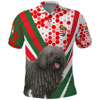 Hungary Polo Shirt with Puli Dog Illustration Design and Red Green Hexagon - Wonder Print Shop