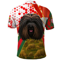 Hungary Polo Shirt with Puli Dog Illustration Design and Red Green Hexagon - Wonder Print Shop