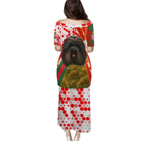 Hungary Puletasi with Puli Dog Illustration Design and Red Green Hexagon - Wonder Print Shop