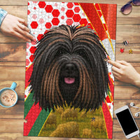 Hungary Puzzle with Puli Dog Illustration Design and Red Green Hexagon - Wonder Print Shop