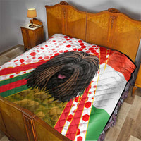 Hungary Quilt with Puli Dog Illustration Design and Red Green Hexagon - Wonder Print Shop