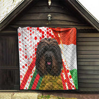 Hungary Quilt with Puli Dog Illustration Design and Red Green Hexagon - Wonder Print Shop