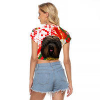 Hungary Raglan Cropped T Shirt with Puli Dog Illustration Design and Red Green Hexagon - Wonder Print Shop
