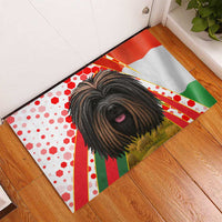 Hungary Rubber Doormat with Puli Dog Illustration Design and Red Green Hexagon - Wonder Print Shop