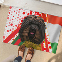 Hungary Rubber Doormat with Puli Dog Illustration Design and Red Green Hexagon - Wonder Print Shop