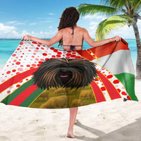 Hungary Sarong with Puli Dog Illustration Design and Red Green Hexagon - Wonder Print Shop