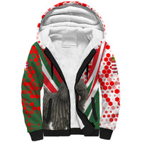 Hungary Sherpa Hoodie with Puli Dog Illustration Design and Red Green Hexagon - Wonder Print Shop