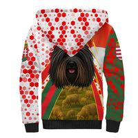 Hungary Sherpa Hoodie with Puli Dog Illustration Design and Red Green Hexagon - Wonder Print Shop