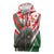 Hungary Sleeveless Zip Hoodie with Puli Dog Illustration Design and Red Green Hexagon - Wonder Print Shop