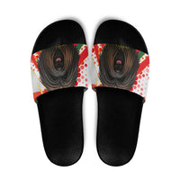 Hungary Slide Sandals with Puli Dog Illustration Design and Red Green Hexagon - Wonder Print Shop